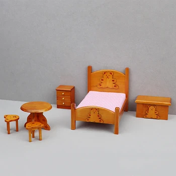 1/12 Lutke Miniaturni Posteljo Set Model Pohištvo, Dodatki Za Lutka Hiša Spalnica Okraski Otroci Pretvarjajo, Igra Igrače