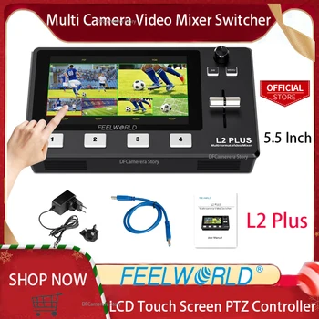 FEELWORLD L2 Plus Multi Fotoaparat, Video Mixer Preklopnik 5.5 Palčni LCD-Zaslon na Dotik PTZ Krmilnik