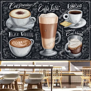 Po meri Ročno poslikano Kavarni Cappuccino Zidana Industrijske Dekor Ozadje Restavracija, kavarna Ozadju Stene Papirja Papel Tapiz